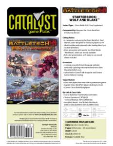 starterbook: Wolf and Blake TM  Series / Type : Classic BattleTech / Core Supplement