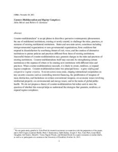 CMRev. November 18, [removed]Counter-Multilateralism and Regime Complexes Julia Morse and Robert O. Keohane1  Abstract