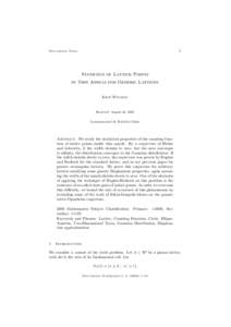1  Documenta Math. Statistics of Lattice Points in Thin Annuli for Generic Lattices