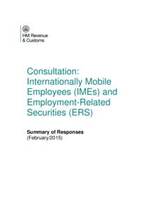 Consultation: Internationally Mobile Employees (IMEs) and Employment-Related Securities (ERS) Summary of Responses