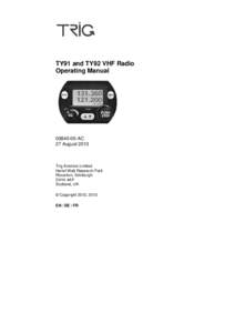 TY91 and TY92 VHF Radio Operating Manual