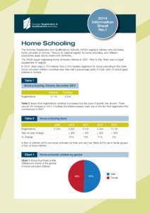 Home Schooling - Information sheet