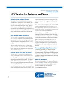 HPV Vaccine for Preteens and Teens