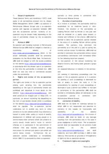 General Terms and Conditions of Performance Alliance Europe  1. Scope of application
