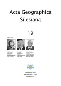 Acta Geographica Silesiana 19 Odeszli od nas  Prof. dr hab.