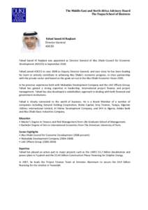 The Middle East and North Africa Advisory Board The Fuqua School of Business Fahad Saeed Al Raqbani Director General ADCED