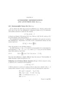 CHAPTER II  AUTOMORPHIC REPRESENTATIONS AND L-FUNCTIONS FOR GL(1, AQ ) §2.1