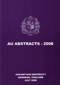 Abstracts of Scientific Papers Presented by the Staff of Assumption University at