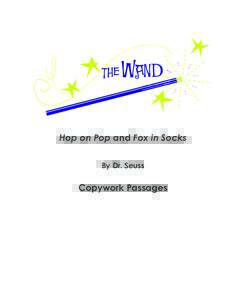 Hop on Pop and Fox in Socks By Dr. Seuss Copywork Passages  Introduction