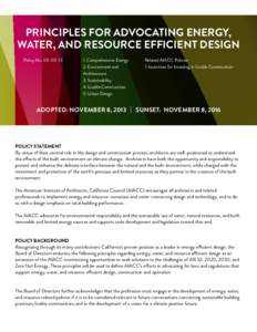 PRINCIPLES FOR ADVOCATING ENERGY, WATER, AND RESOURCE EFFICIENT DESIGN Policy NoComprehensive Energy 2. Environment and