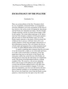 Eschatology of the Psalter