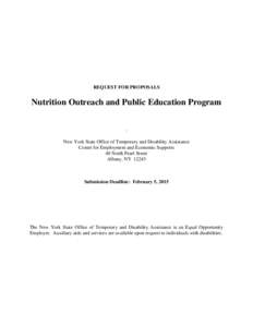 REQUEST FOR PROPOSALS  Nutrition Outreach and Public Education Program : New York State Office of Temporary and Disability Assistance