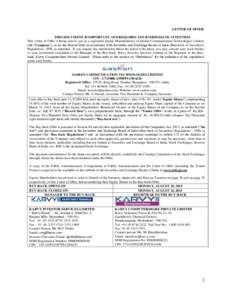 LETTER OF OFFER THIS DOCUMENT IS IMPORTANT AND REQUIRES YOUR IMMEDIATE ATTENTION This Letter of Offer is being sent to you as a registered Equity Shareholder(s) of Sasken Communication Technologies Limited (the “Compan