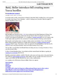Reid, Heller introduce bill creating more Yucca hurdles - Las Vegas Sun News LAS VEGAS SUN