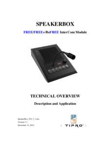 SPEAKERBOX FREE/FREE+/BeFREE InterCom Module TECHNICAL OVERVIEW Description and Application