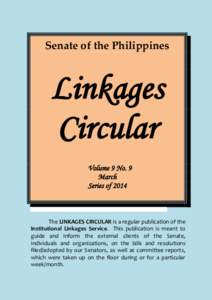 Senate of the Philippines  Linkages Circular Volume 9 No. 9 March