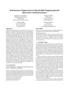 Interference Suppression in Bandwidth Hopping Spread Spectrum Communications Domenico Giustiniano Markus Schalch