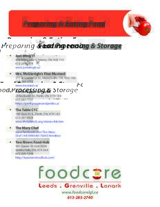 Preparing & Eating Food Food Processing & Storage yy Just Wing’ It 478 Kitley Line 3, Toledo, ON, K0E 1Y0