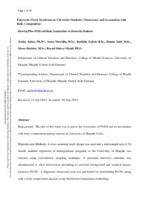 Page 1 of 15  Polycystic Ovary Syndrome in University Students: Occurrence and Association with Body Composition  This article has been peer-reviewed and accepted for publication, but has not been undergo editing and pro