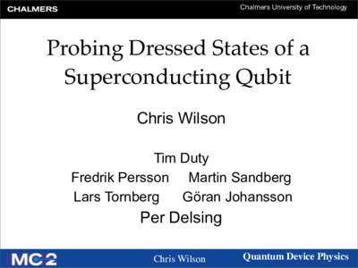 Chalmers University of Technology  Probing Dressed States of a Superconducting Qubit Chris Wilson Tim Duty