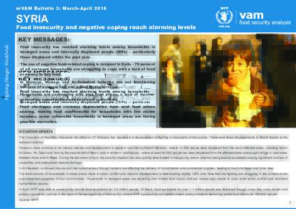 mVAM Bulletin 3: March-AprilSYRIA Food insecurity and negative coping reach alarming levels Fighting Hunger Worldwide