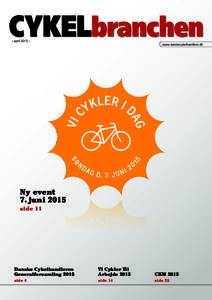 › april 2015 ‹  www.danskecykelhandlere.dk Ny event 7. juni 2015