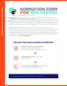 NOMINATION FORM FOR MPN HEROES  NOMINATION FORM FOR MPN HEROES