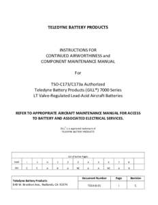 TELEDYNE BATTERY PRODUCTS