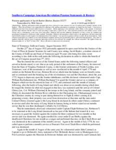 Southern Campaign American Revolution Pension Statements