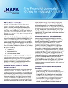 National Association for Fixed Annuities  Securing the Future! The Financial Journalist’s Guide to Indexed Annuities