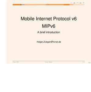 Mobile Internet Protocol v6 MIPv6 A brief introduction
