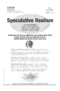 COLLAPSE III  Speculative Realism Ray Brassier, Iain Hamilton Grant, Graham Harman, Quentin Meillassoux