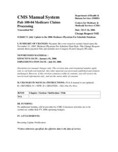 CMS Manual System  Department of Health & Human Services (DHHS)  Pub[removed]Medicare Claims