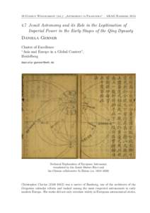 38 Gudrun Wolfschmidt (ed.): „Astronomy in Franconia“ – AKAG Bamberg[removed]Jesuit Astronomy and its Role in the Legitimation of Imperial Power in the Early Stages of the Qing Dynasty Daniela Gerner Cluster of E