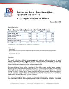 Commercial Sector: Security and Safety Equipment and Services A Top Export Prospect for Mexico September[removed]Market Estimates