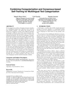 Semi-supervised learning / Co-training / Supervised learning / Boosting / Support vector machine / AdaBoost / Document classification / Computational learning theory / Machine learning / Artificial intelligence / Computational statistics