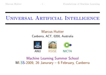 Marcus Hutter  -1- Foundations of Machine Learning