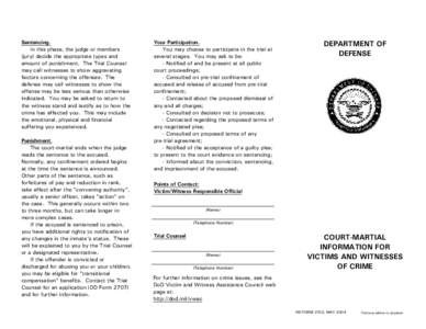 DD Form 2702, Court-Martial Information for Victims and Witnesses of Crime, May 2004