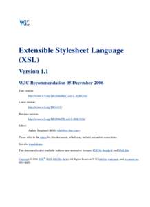 Extensible Stylesheet Language (XSL) Version 1.1
