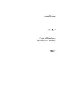 Annual Report  CEAC Center of Excellence in Analytical Chemistry