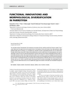 O R I G I NA L A RT I C L E doi:j01036.x FUNCTIONAL INNOVATIONS AND MORPHOLOGICAL DIVERSIFICATION IN PARROTFISH
