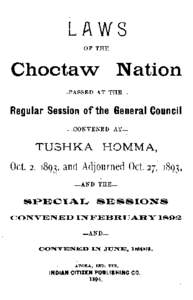 Laws of the Choctaw Nation