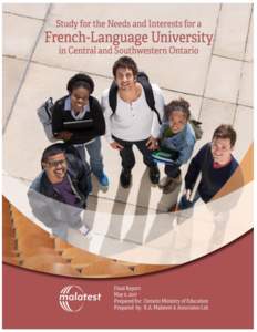 Study for the Needs and Interests for a French-Language University in Central and Southwestern Ontario