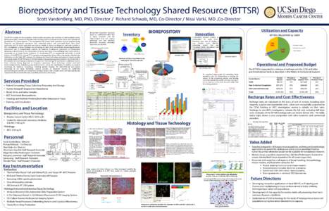 Biorepository and Tissue Technology Shared Resource (BTTSR) Scott VandenBerg, MD, PhD, Director / Richard Schwab, MD, Co-Director / Nissi Varki, MD ,Co-Director Abstract The BTTSR provides for the acquisition, multi-moda