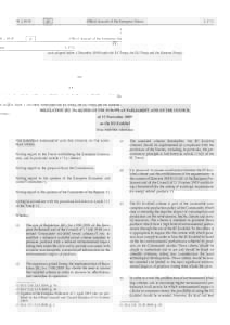 Regulation (EC) No of the European Parliament and of the Council of 25 November 2009 on the EU Ecolabel