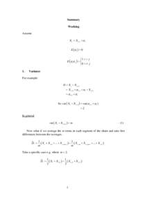 Summary Working Assume = X t X t −1 + α t E (α i ) = 0