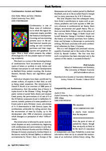 Book Reviews Combinatorics: Ancient and Modern (Eds) Robin Wilson and John J Watkins Oxford University Press, 2013, ISBN 