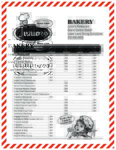 bakery  Junior’s Restaurant Grand Central Station Lower Level Dining Concourse