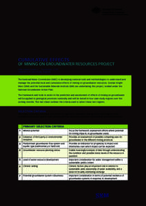 Cumulative Effects  OF Mining on Groundwater Resources Project Information Sheet 3 | September 2009 Selection of Case Study Regions The National Water Commission (NWC) is developing national tools and methodologies to un