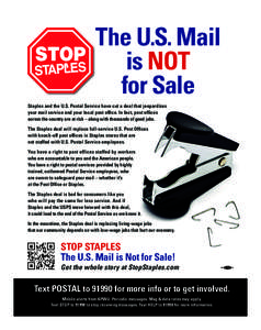 STOP  The U.S. Mail is not for Sale